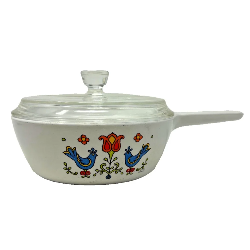 1975 Corning Ware P-81-B Country Festival 1 Pint Covered Skillet Saucepan Lid